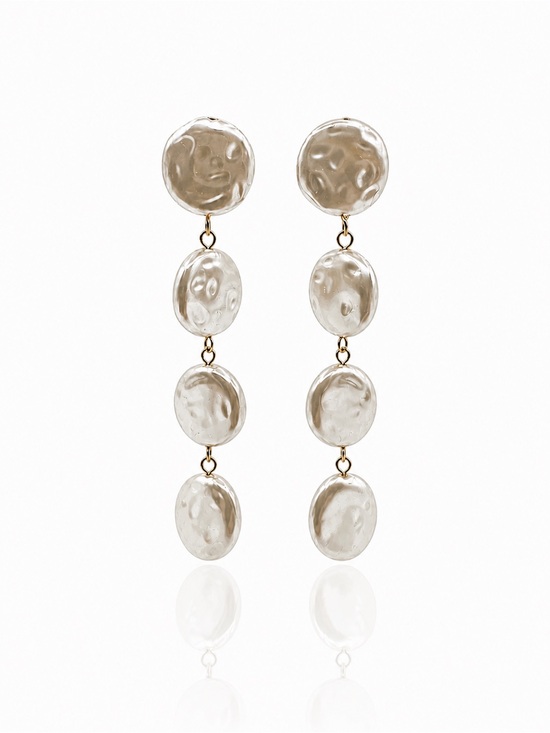 Jewelry - Gold-Tone Faux Pearl Disc Drop Earrings